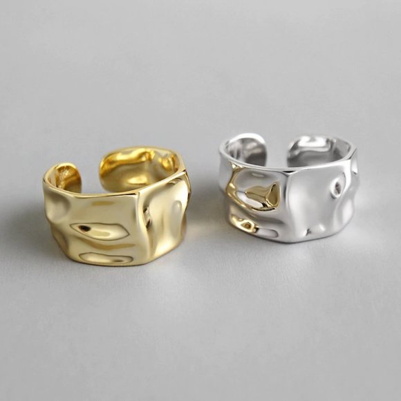 Jewelry - NEW Gold/Sterling Silver Wave Adjustable Ring 3